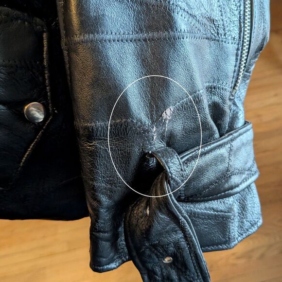 Vintage 80s/90s Leather Motorcycle Jacket Patchwork God Bless America Eagle M - Picture 8 of 13